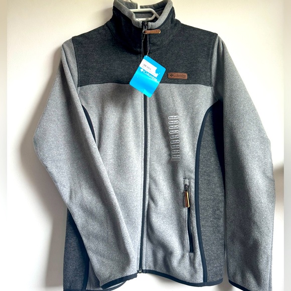 BRAND NEW* M Women's Pieced Fleece Full-Zip, Heather Grey - Picture 2 of 12